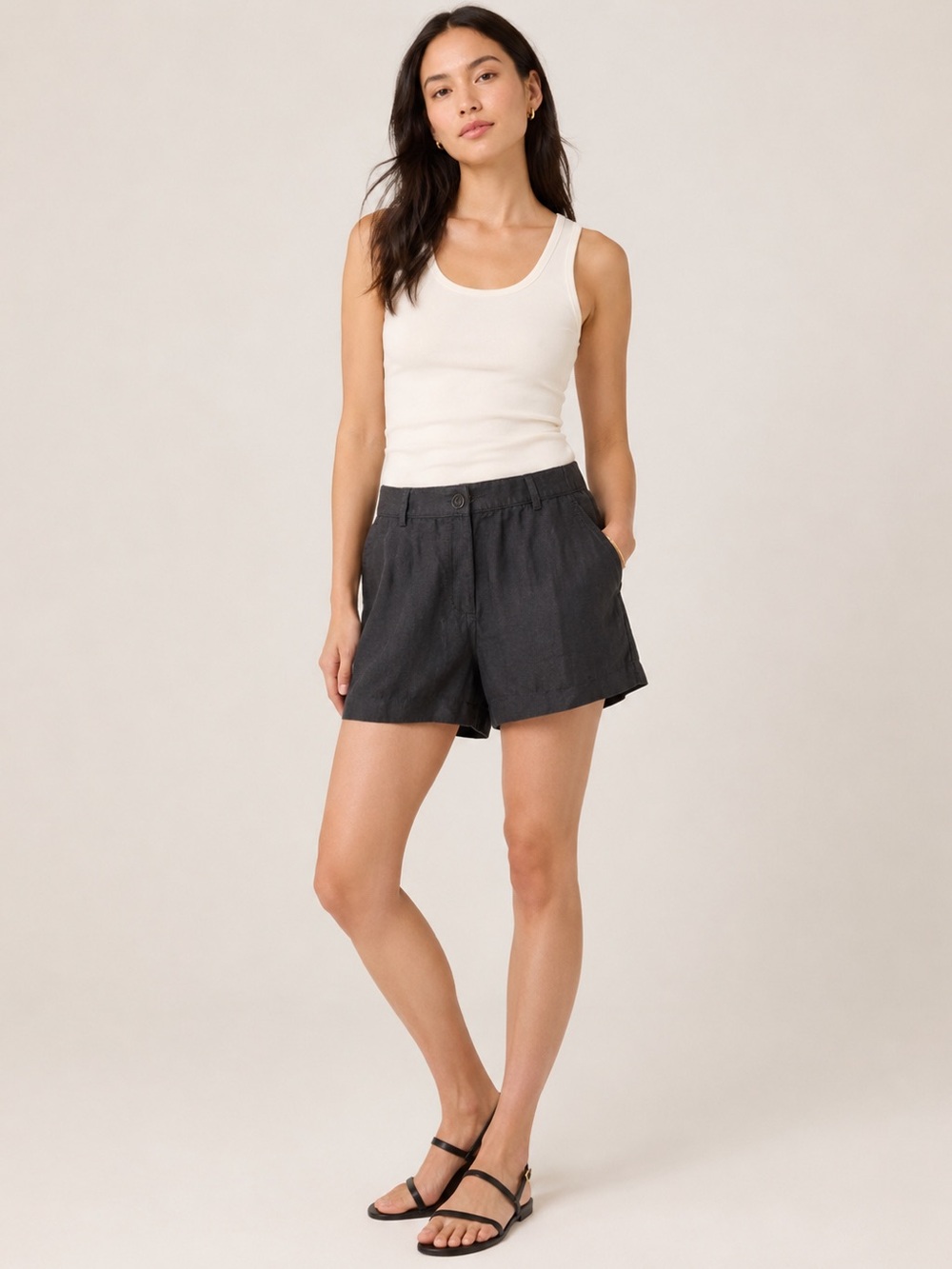 J. Crew Black 100% Linen Shorts Size L